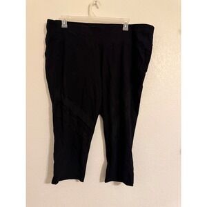 Lane Bryant Black Mesh‎ Crop Leggings Athleisure Workout Activewear Size 26 28